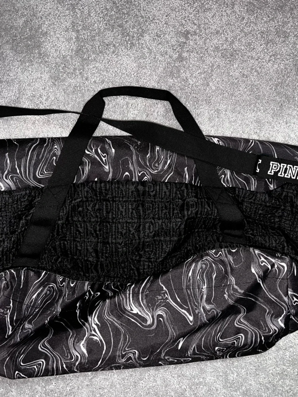 PINK Victoria's Secret Black Marble-Trim Duffel